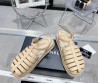 Женские кожаные сандалии Chanel бежевые с плетением 2024