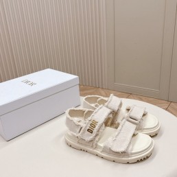 Женские текстильные сандалии Christian Dior белые 2024