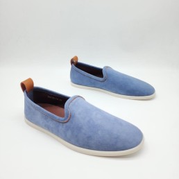 Мужские замшевые слипоны Loro Piana голубые 2024