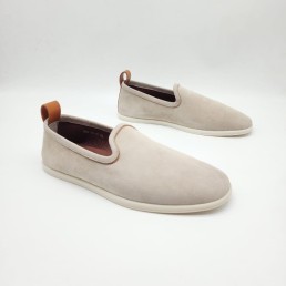 Мужские замшевые слипоны Loro Piana светло-серые 2024
