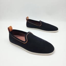 Мужские замшевые слипоны Loro Piana черные 2024