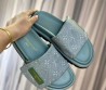 Женские текстильные шлепки Louis Vuitton голубые с монограммами 2024