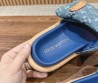 Женские текстильные шлепки Louis Vuitton синие с монограммами 2024