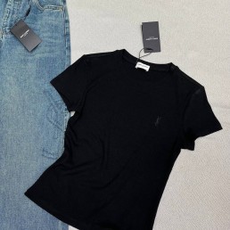Женская футболка Saint Laurent черная 2024