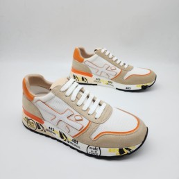 Мужские комбинированные кроссовки Premiata бежевые с белым 2024