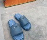 Женские кожаные шлепки Prada голубые 2024
