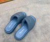 Женские кожаные шлепки Prada голубые 2024