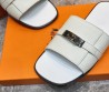 Мужские кожаные шлепки Hermes белые с замочком 2024