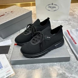 Мужские текстильные кроссовки Prada черные 2024