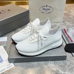 Мужские текстильные кроссовки Prada белые 2024