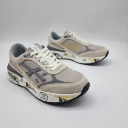 Мужские комбинированные кроссовки Premiata серые 2024