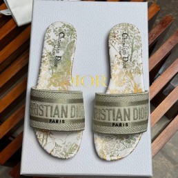 Женские комбинированные шлепки Christian Dior Dway золотые с белым 2024