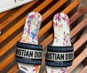 Женские комбинированные шлепки Christian Dior Dway синие с разноцветной подошвой 2024
