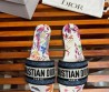 Женские комбинированные шлепки Christian Dior Dway синие с разноцветной подошвой 2024