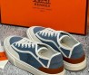 Мужские текстильные кеды с кожаными элементами Hermes голубые 2024