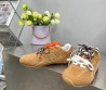 Женские замшевые кроссовки Miu Miu х New Balance 2024 коричневые с разноцветными шнурками