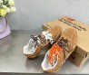Женские замшевые кроссовки Miu Miu х New Balance 2024 коричневые с разноцветными шнурками