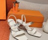 Женские кожаные босоножки Hermes белые 2024
