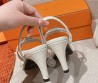 Женские кожаные босоножки Hermes белые 2024