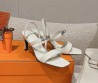 Женские кожаные босоножки Hermes белые 2024