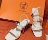 Женские кожаные босоножки Hermes белые 2024