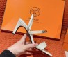 Женские кожаные босоножки Hermes белые 2024