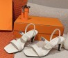Женские кожаные босоножки Hermes белые 2024