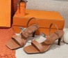 Женские кожаные босоножки Hermes коричневые 2024