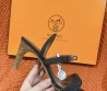 Женские текстильные босоножки Hermes темно-серые 2024