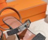 Женские текстильные босоножки Hermes темно-серые 2024