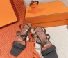 Женские текстильные босоножки Hermes темно-серые 2024