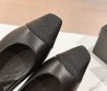 Женские кожаные балетки Chanel черные с текстильным носом 2024