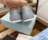Женские кожаные кроссовки Prada голубые 2024