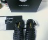 Женские кожаные сандалии Chanel черные с плетением 2024