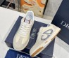 Женские кожаные кроссовки Christian Dior молочные с серыми замшевыми вставками 2024