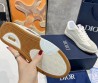 Женские кожаные кроссовки Christian Dior молочные с серыми замшевыми вставками 2024