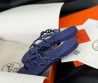 Женские комбинированные шлепанцы Hermes синие 2024