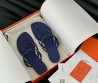 Женские комбинированные шлепанцы Hermes синие 2024