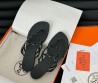 Женские комбинированные шлепанцы Hermes черные 2024