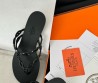Женские комбинированные шлепанцы Hermes черные 2024