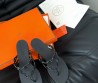 Женские комбинированные шлепанцы Hermes черные 2024