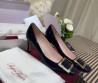 Женские кожаные туфли Roger Vivier синие лакированные 2024 каблук 5 см