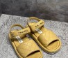 Женские кожаные сандалии Chanel бежевые с прострочкой 2024