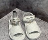 Женские кожаные сандалии Chanel белые с прострочкой 2024