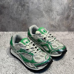 Женские комбинированные кроссовки Bottega Veneta серебристые с зеленым 2024