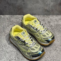 Женские комбинированные кроссовки Bottega Veneta серебристые с желтым 2024