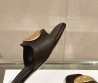 Женские кожаные шлепанцы Christian Dior черные с золотой пряжкой 2024