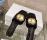 Женские кожаные шлепанцы Christian Dior черные с золотой пряжкой 2024