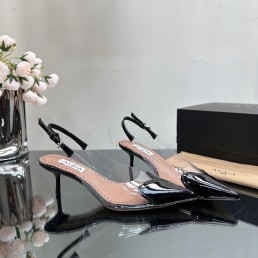 Женские комбинированные туфли Alaia черные с прозрачными вставками 2024 каблук 5 см