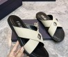 Мужские кожаные шлепанцы Christian Dior молочные с черной подошвой 2024